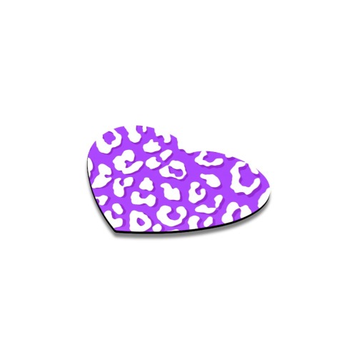 White Leopard Print Purple Heart Coaster