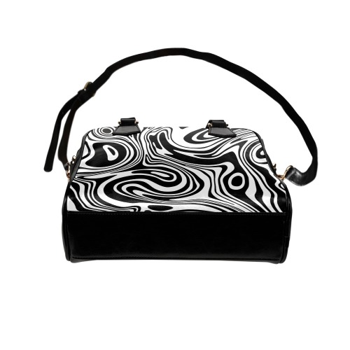 Black and White Marble Shoulder Handbag (Model 1634)