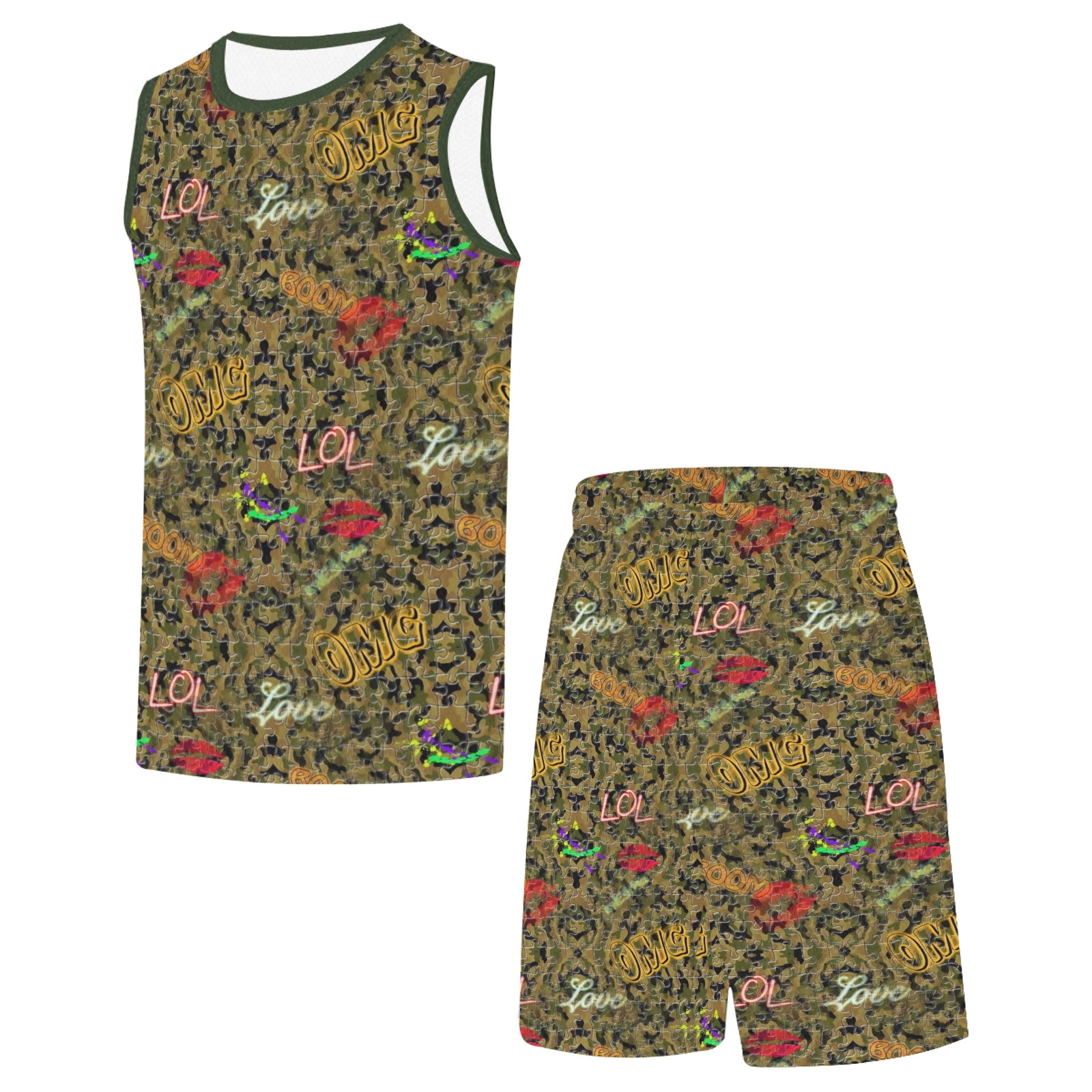 Camouflage Pop Art by Nico Bielow Basketball Uniform with Pocket