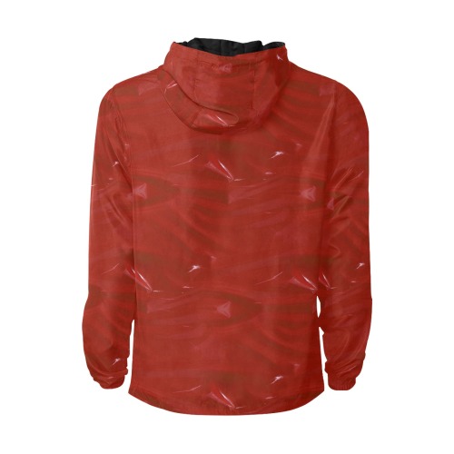 Red Wet Look by Nico Bielow All Over Print Quilted Windbreaker for Men (Model H35)