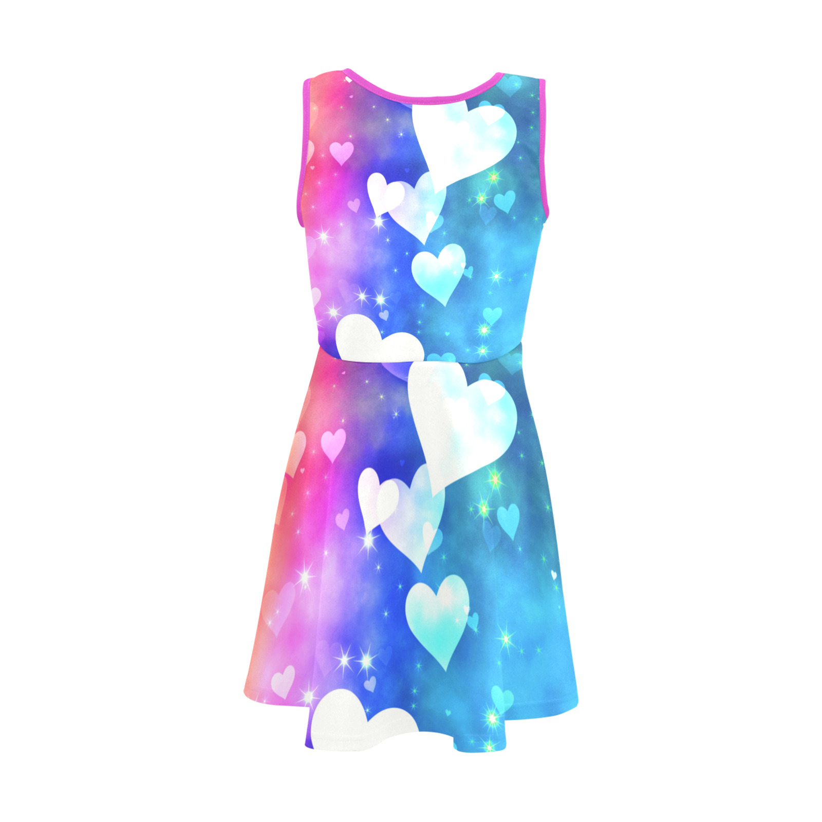 Dreamy Love Heart Sky Background Girls' Sleeveless Sundress (Model D56)