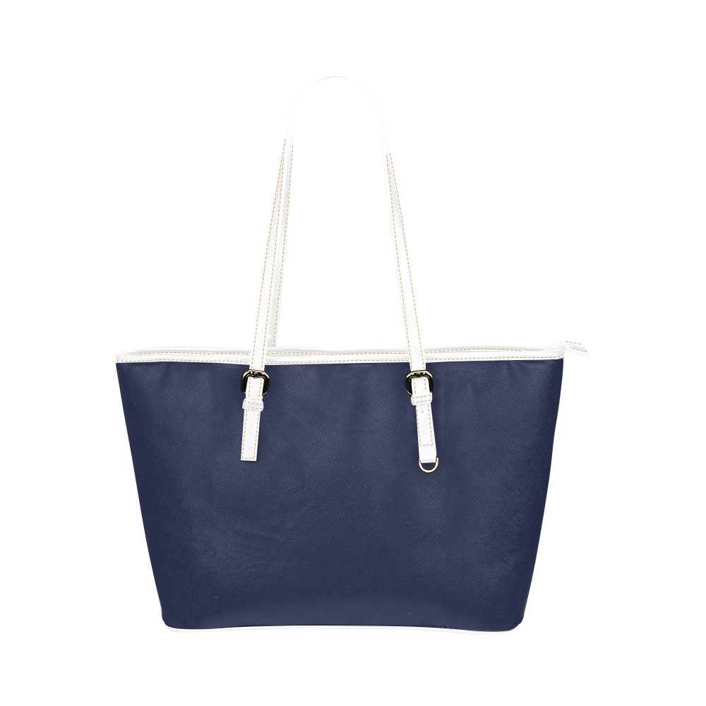 Navy White Leather Tote Bag/Large (Model 1651)