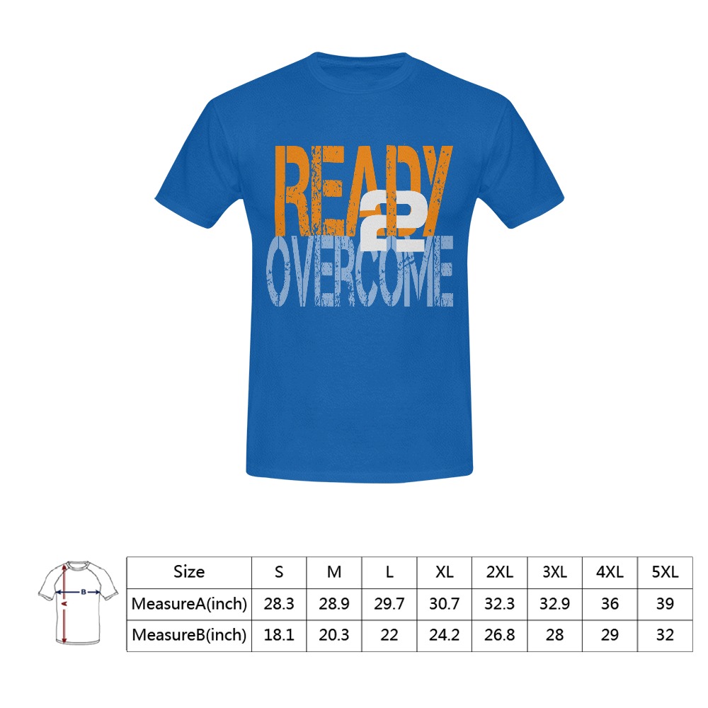 Ready 2 Overcome Blue Tee Men's T-Shirt in USA Size (Front Printing Only)