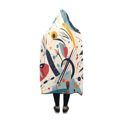 Amazing abstract art of lines, shapes on beige. Hooded Blanket 60''x50''