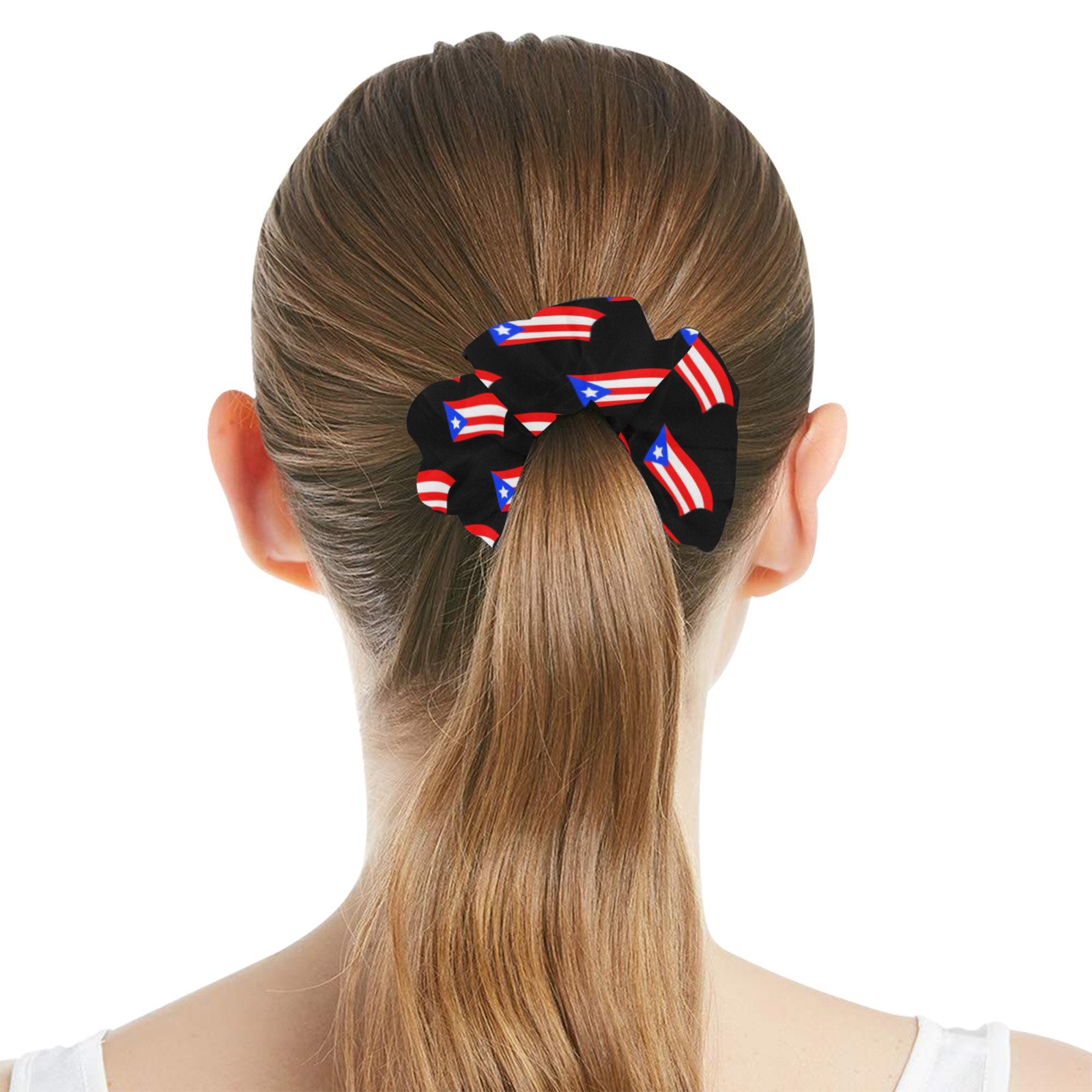 Puerto Rican Flags Black All Over Print Hair Scrunchie
