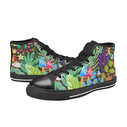 Enchanted Forest Fairytale Garden Rustic Scene High Top Canvas Shoes for Kid (Model 017)