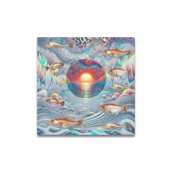 Fish Sunset Upgraded Canvas Print 16"x16"