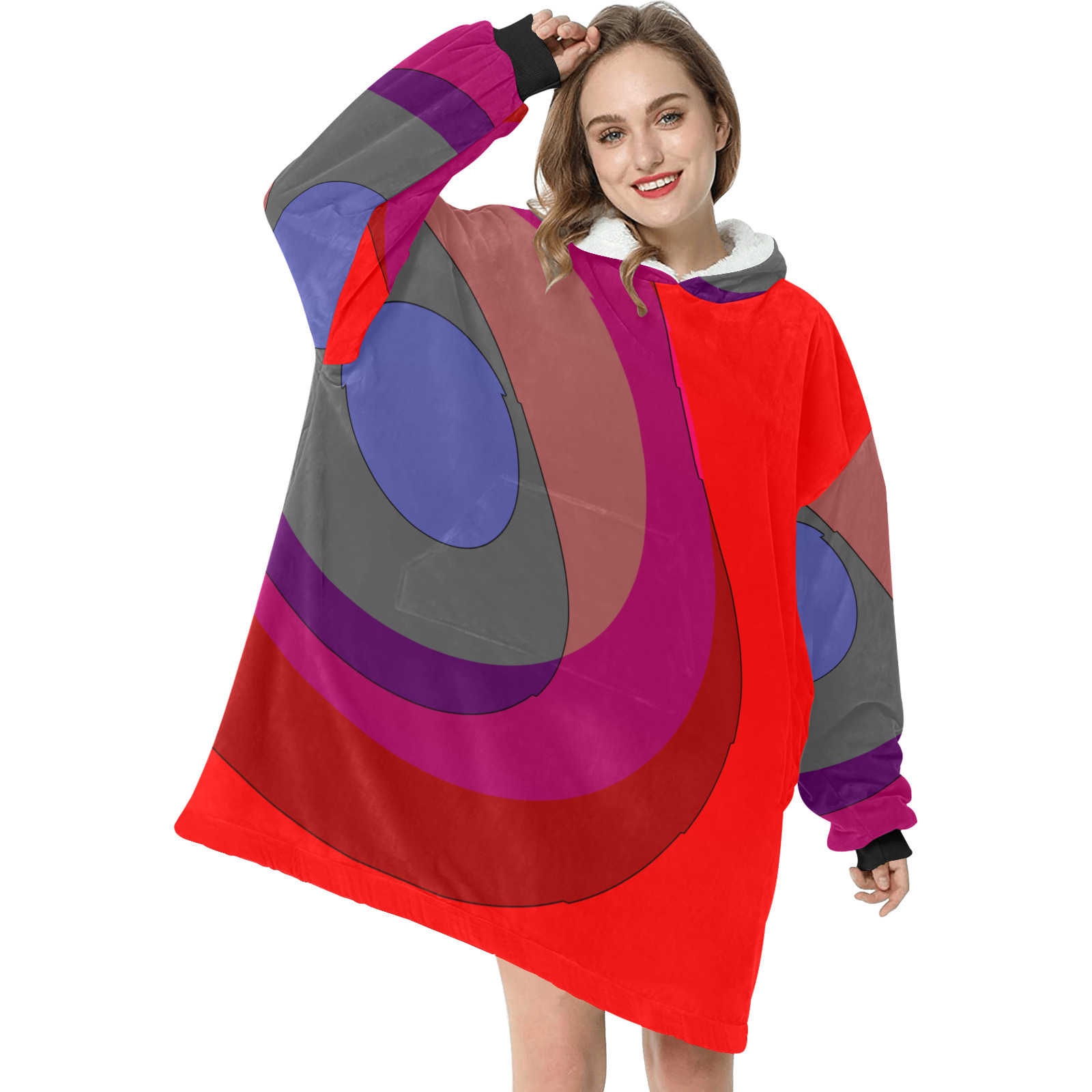 Red Abstract 714 Blanket Hoodie for Women
