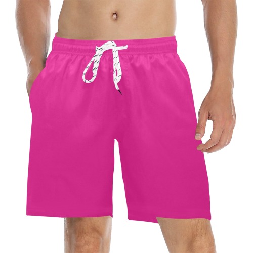 color Barbie pink Men's Mid-Length Beach Shorts (Model L51)