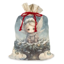 Little Christmas Angel Santa Claus Drawstring Bag 21"x32" (One-Sided Printing)