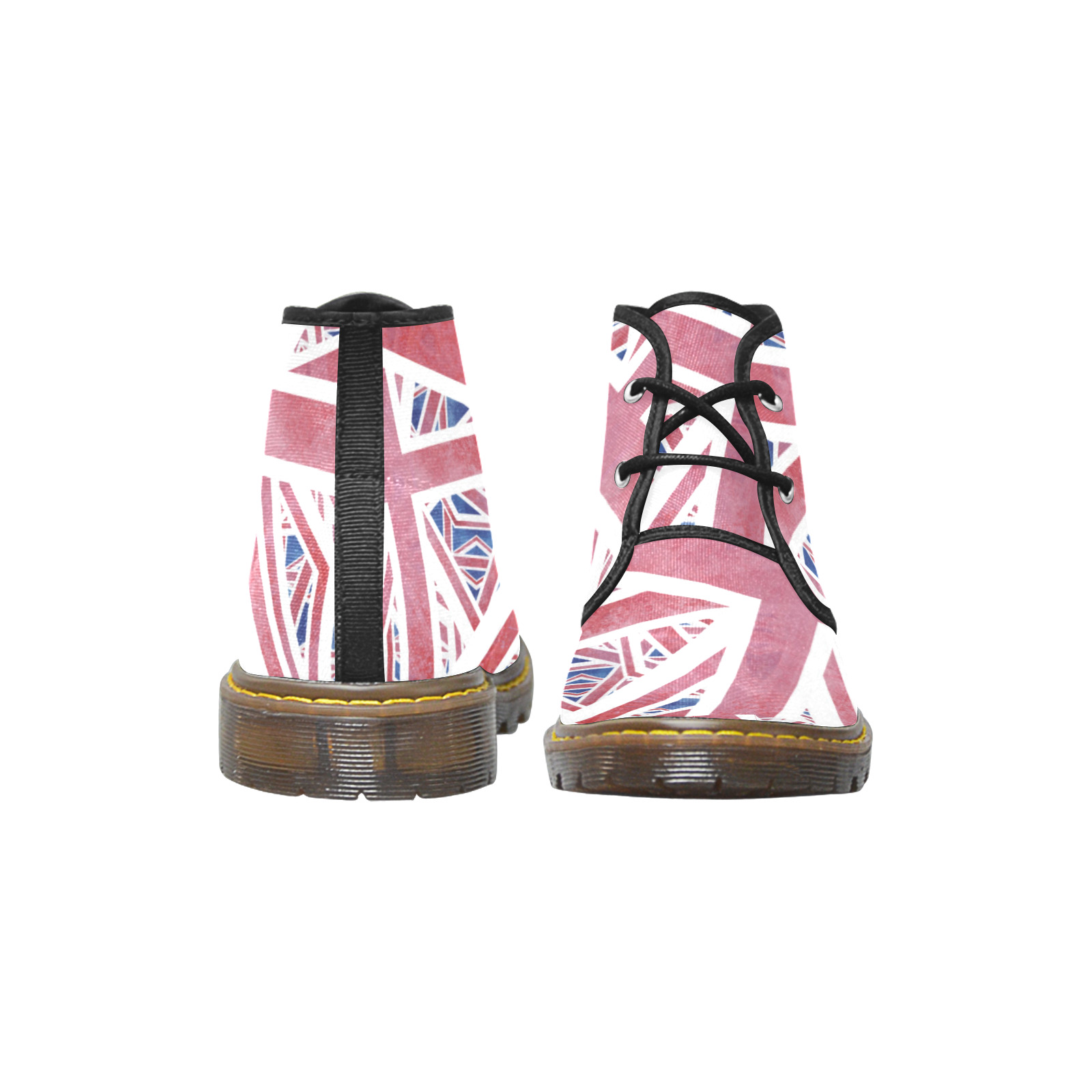 Abstract Union Jack British Flag Collage Women's Canvas Chukka Boots (Model 2402-1)