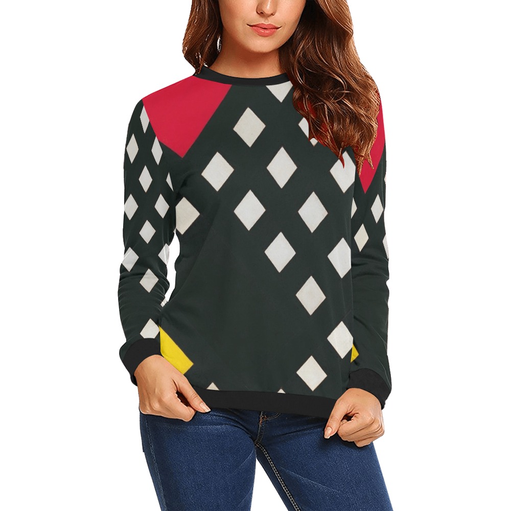 Counter-composition XV by Theo van Doesburg- All Over Print Crewneck Sweatshirt for Women (Model H18)