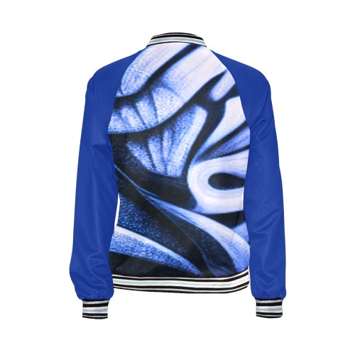 Blue and White abstract style All Over Print Bomber Jacket for Women (Model H21)