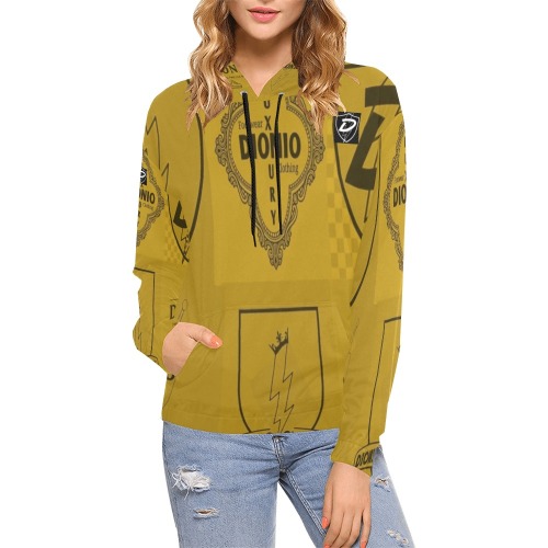 Dionio Clothing - Women's Logos Hoodie (Badge Logo) All Over Print Hoodie for Women (USA Size) (Model H13)