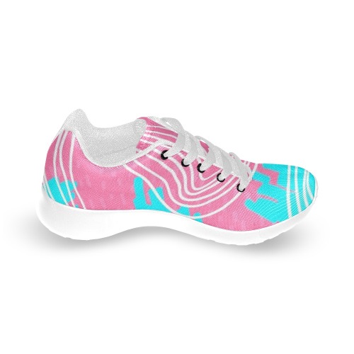 Pink, Aqua and White Abstract Kid's Running Shoes (Model 020)