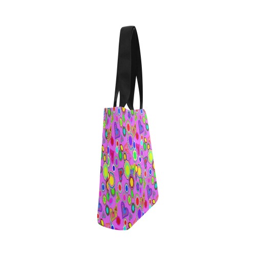 Groovy Hearts and Flowers Pink Canvas Tote Bag (Model 1657)