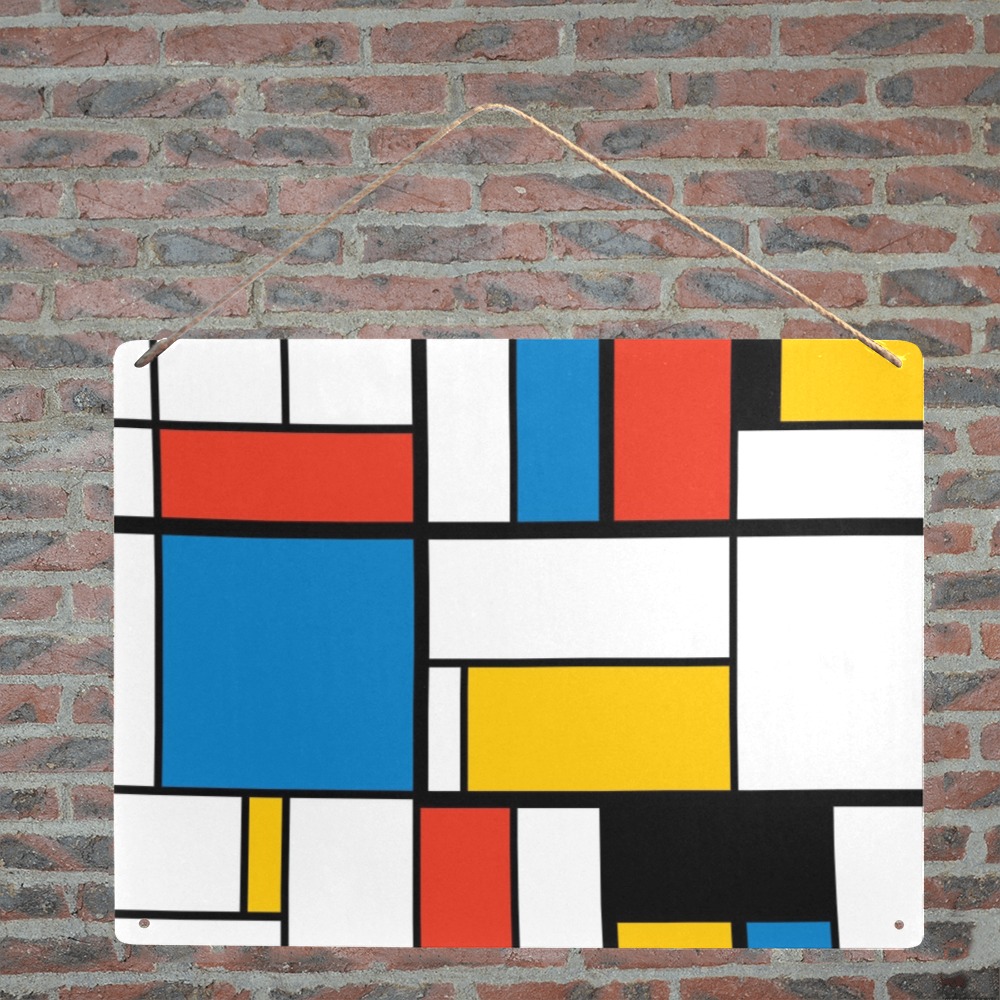 Mondrian De Stijl Modern Metal Sign 12"x8"