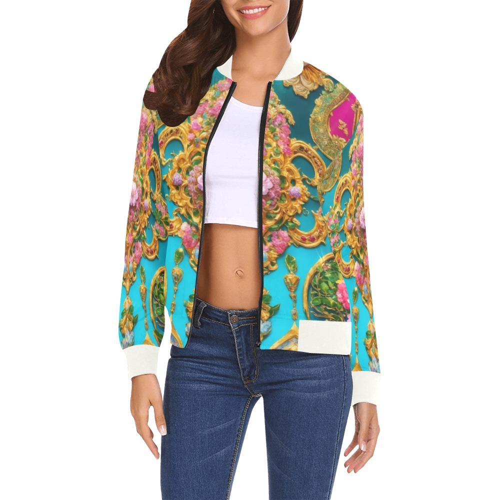 Futuristic magnificent persian  Collectable Fly All Over Print Bomber Jacket for Women (Model H19)