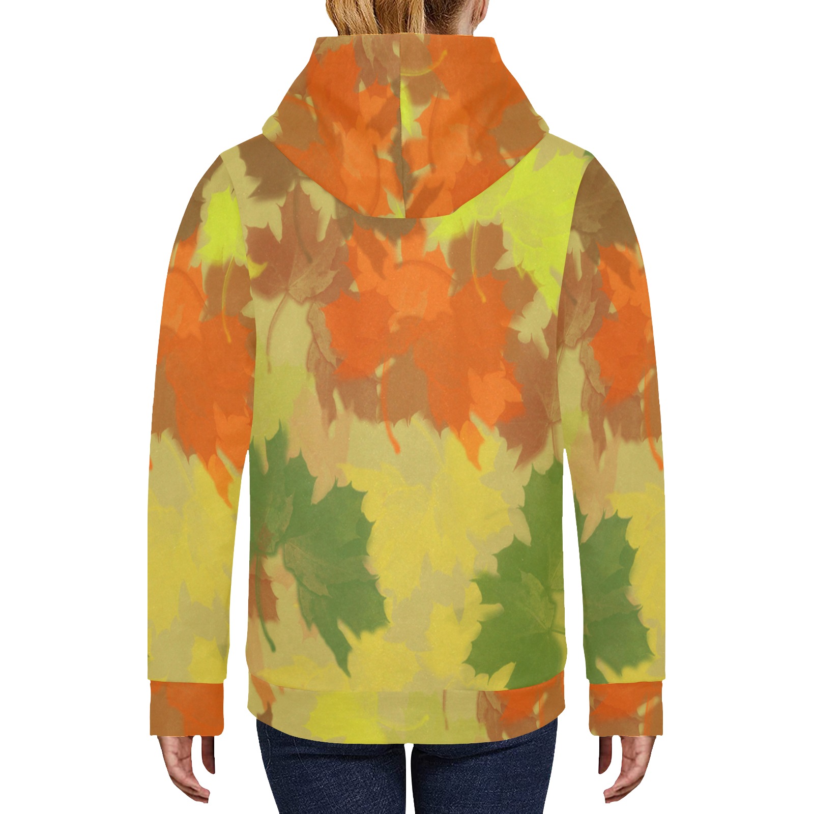 Autumn Leaves / Fall Leaves Women's Long Sleeve Fleece Hoodie (Model H55)