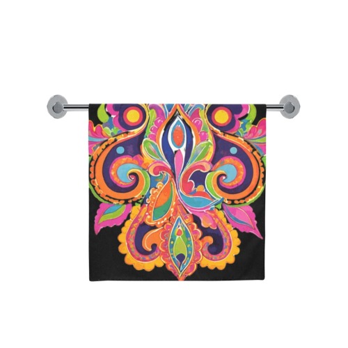 Abstract Retro Hippie Paisley Floral Bath Towel 30"x56"