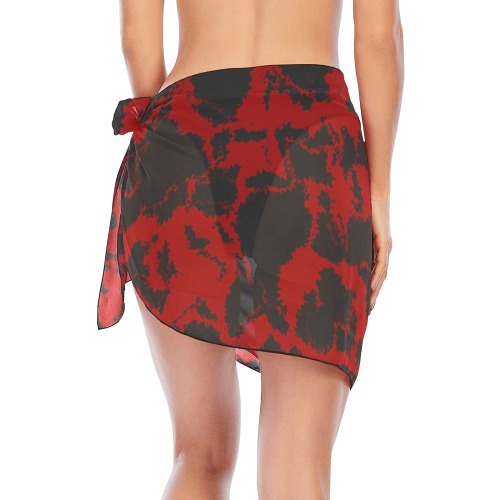 Charcoal and Red Beach Sarong Wrap