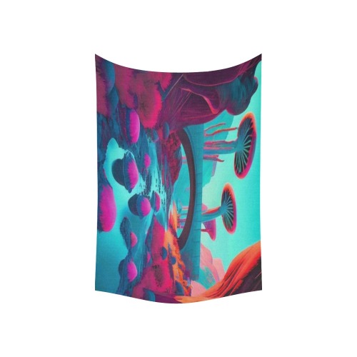 psychedelic landscape 1 of 4 Cotton Linen Wall Tapestry 60"x 40"