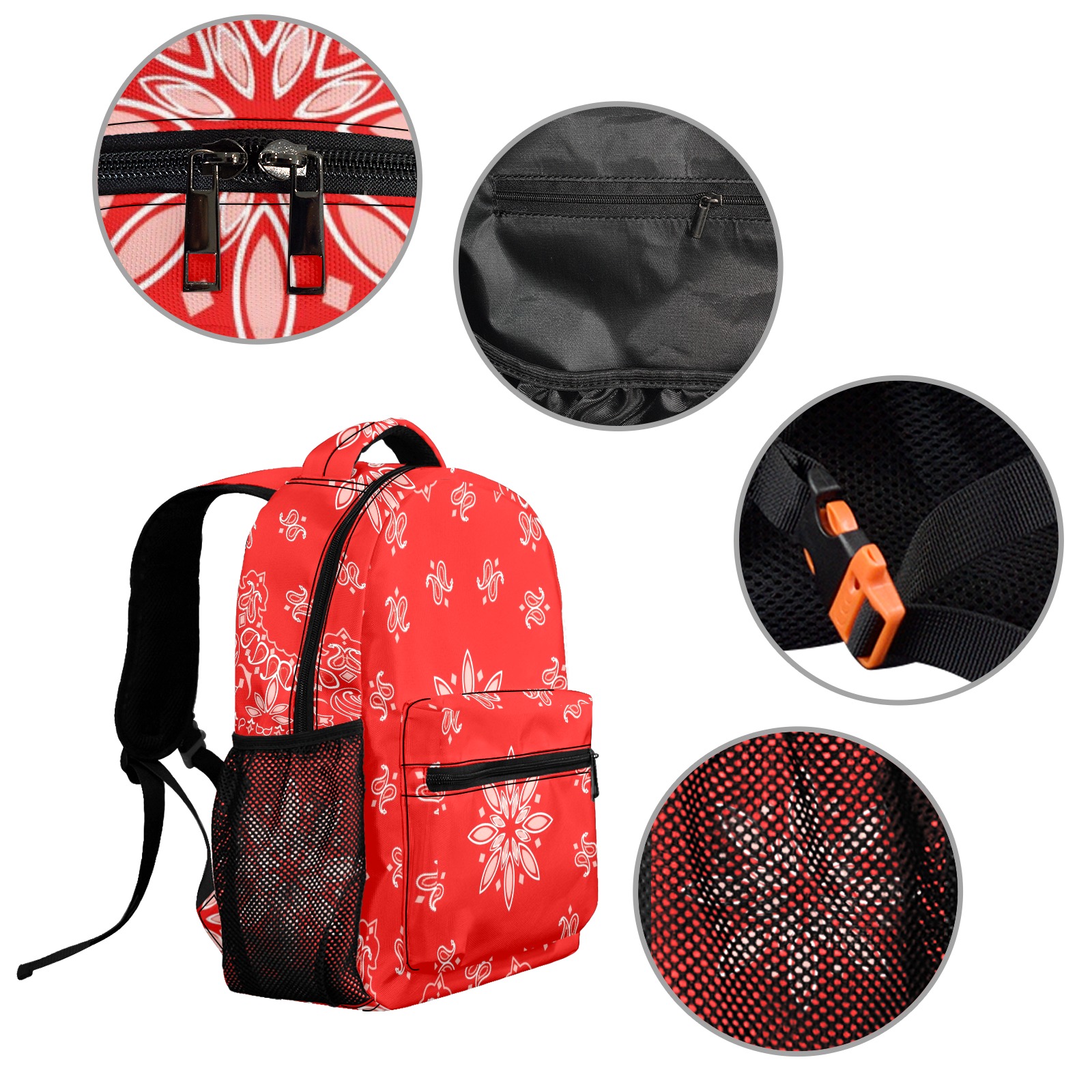 Red Bandana 17-inch Casual Backpack