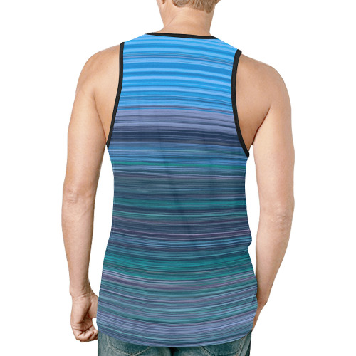 Abstract Blue Horizontal Stripes New All Over Print Tank Top for Men (Model T46)