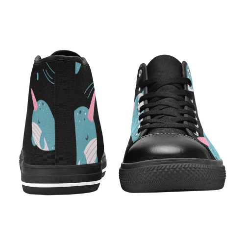 Cute Narwhal Pattern Women's Classic High Top Canvas Shoes (Model 017)