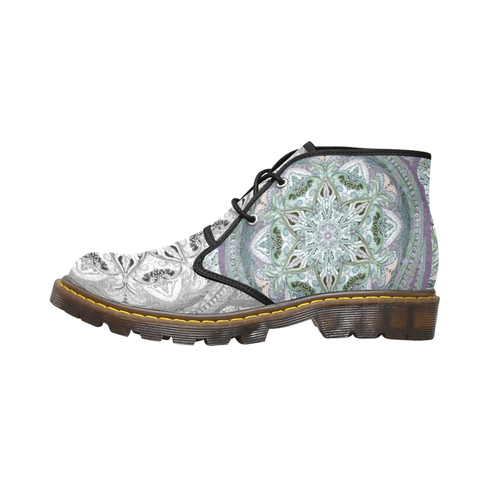 embroidery-gray Women's Canvas Chukka Boots (Model 2402-1)