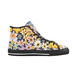 Lush wild flower garden dark Vancouver H Women's Canvas Shoes (1013-1)