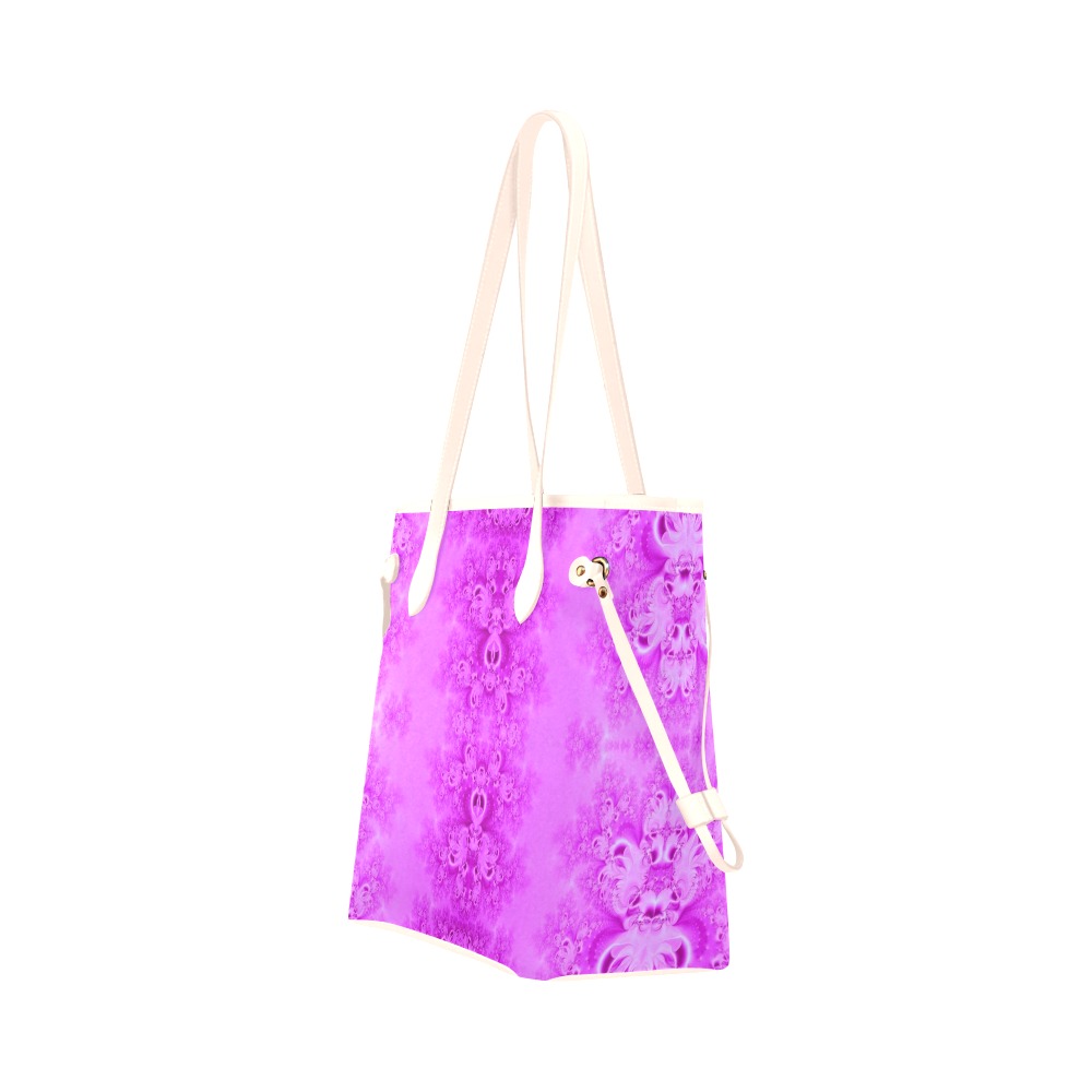 Soft Violet Flowers Frost Fractal Clover Canvas Tote Bag (Model 1661)
