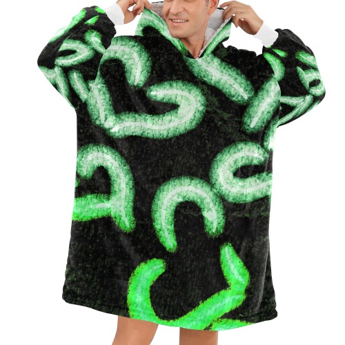 Distressed Hearts Green Blanket Hoodie for Men
