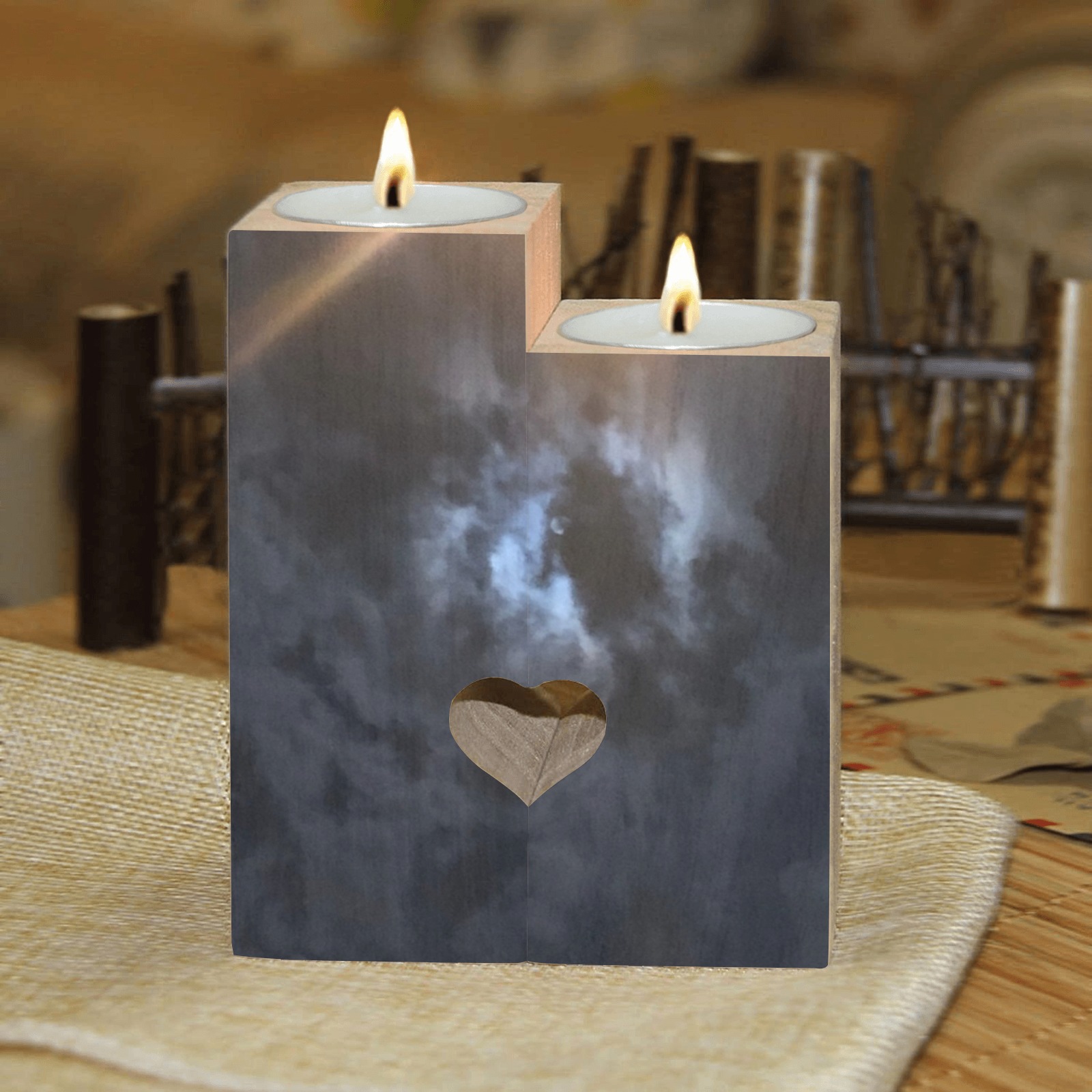 Mystic Moon Collection Wooden Candle Holder (Without Candle)
