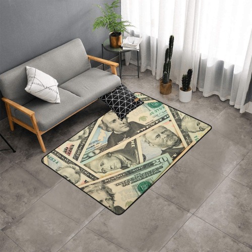 US PAPER CURRENCY Area Rug with Black Binding 5'3''x4'