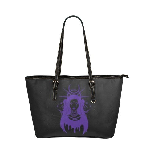 Hekate Violet Leather Tote Bag/Small (Model 1651)