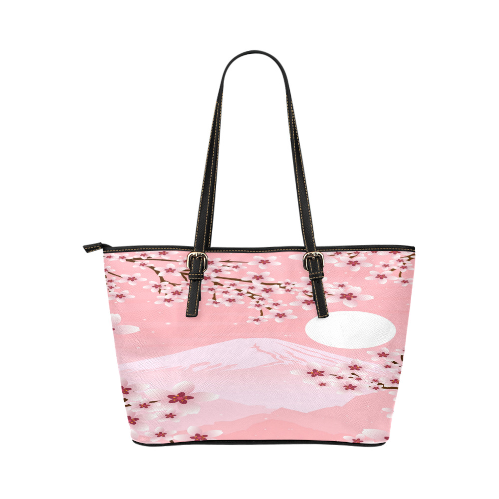 Winter Blossom Leather Tote Bag/Small (Model 1651)