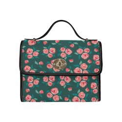 Late Summer Floral Waterproof Canvas Bag-Black (All Over Print) (Model 1641)