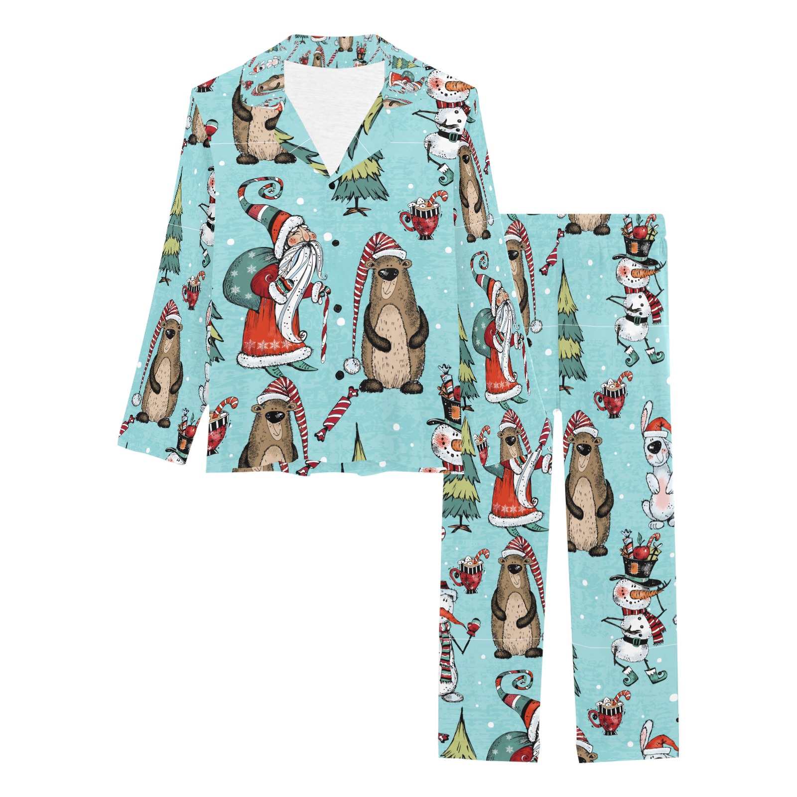 Santa and Friends Women's Long Pajama Set