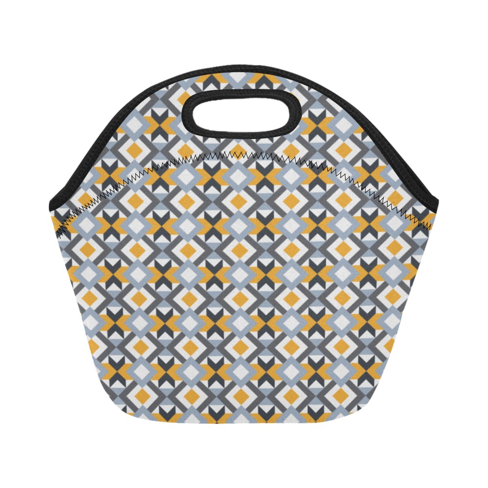 Retro Angles Abstract Geometric Pattern Neoprene Lunch Bag/Small (Model 1669)