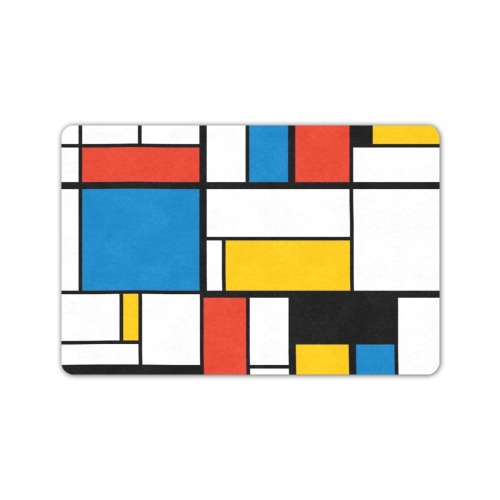Mondrian De Stijl Modern Doormat 24"x16" (Black Base)