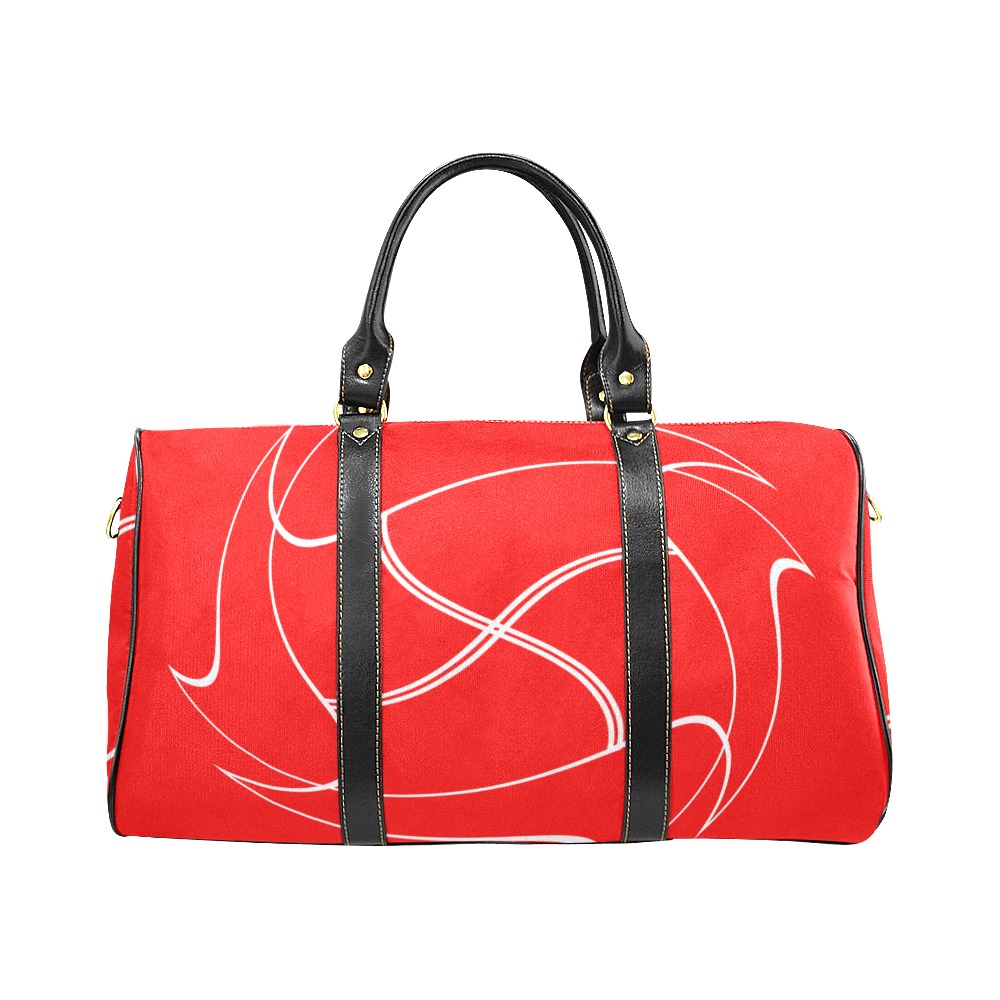 White Interlocking Squares twirled red New Waterproof Travel Bag/Large (Model 1639)