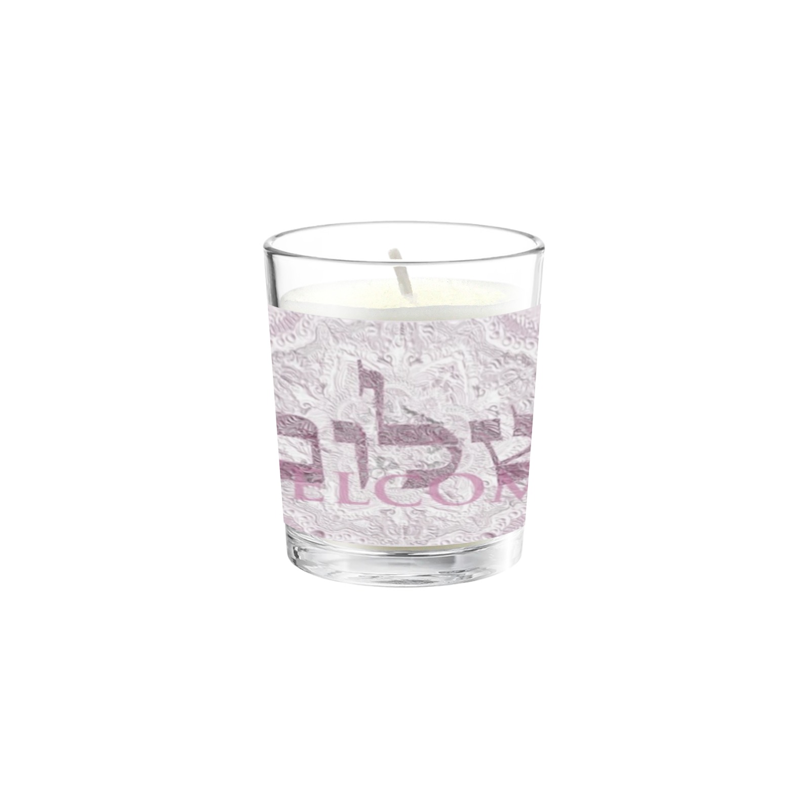 shalom  Welcome one color dark pink Transparent Candle Cup (Jasmine)