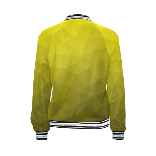 Yellow gradient geometric mesh pattern All Over Print Bomber Jacket for Women (Model H21)