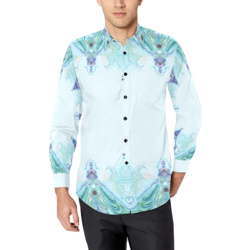 turquoise Men's All Over Print Casual Dress Shirt (Model T61)
