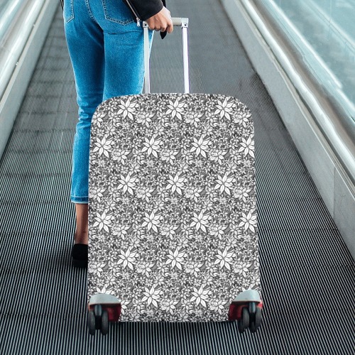 Petals in the Wind Black Luggage Cover/Large 26"-28"
