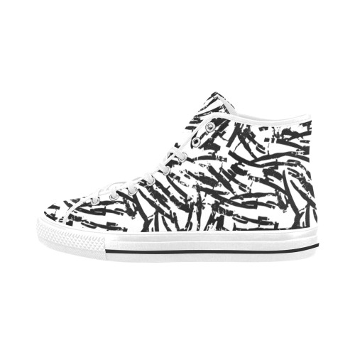 Brush Stroke Black and White Vancouver H Men's Canvas Shoes (1013-1)