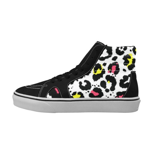 Colorful Cheetah Skater Shoe Women's High Top Skateboarding Shoes (Model E001-1)