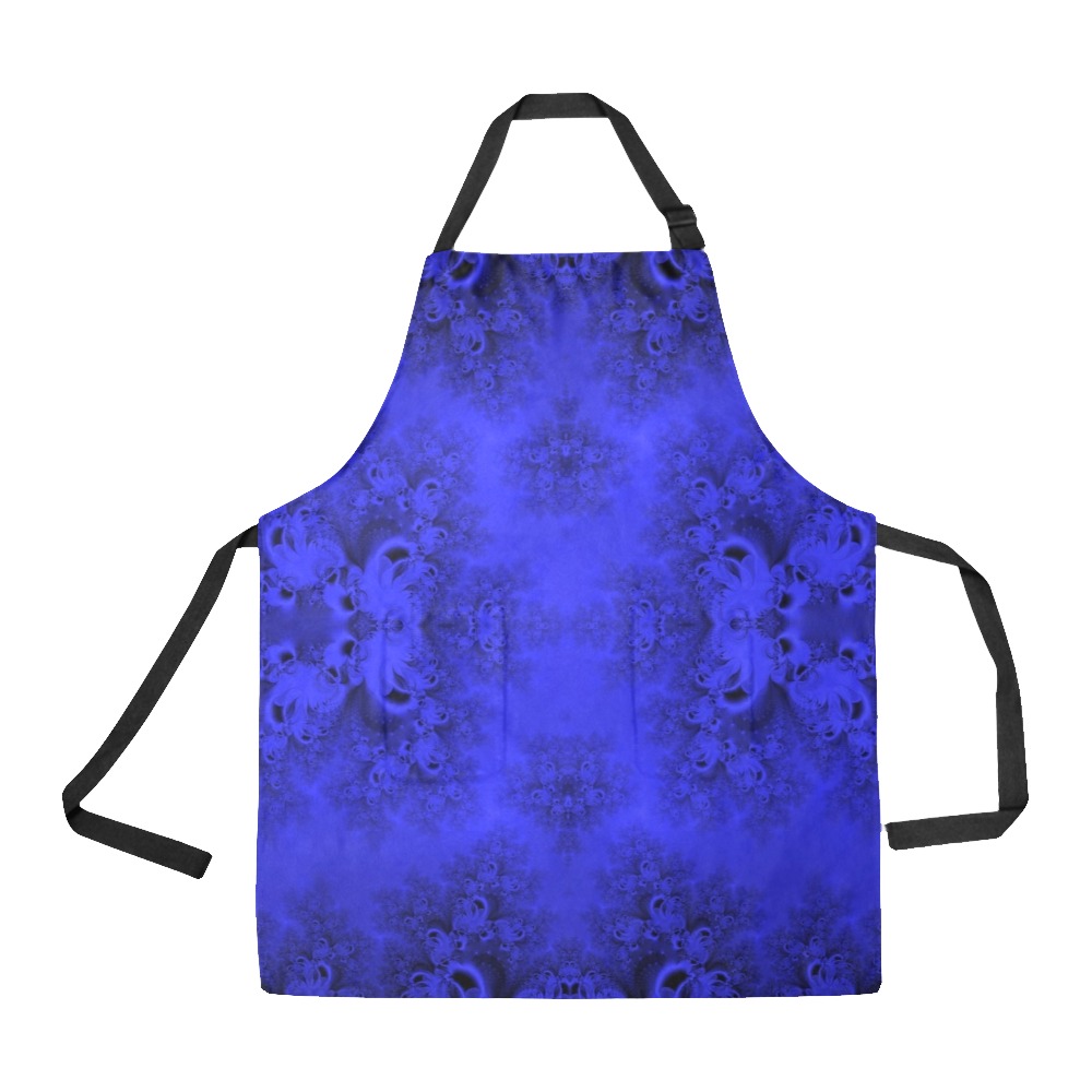 Midnight Blue Gardens Frost Fractal All Over Print Apron