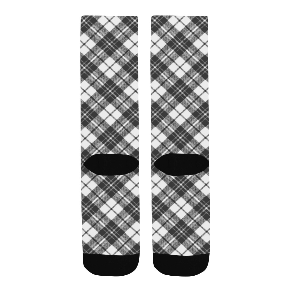 Tartan black white pattern holidays Christmas xmas elegant lines geometric cool fun classic elegance Men's Custom Socks
